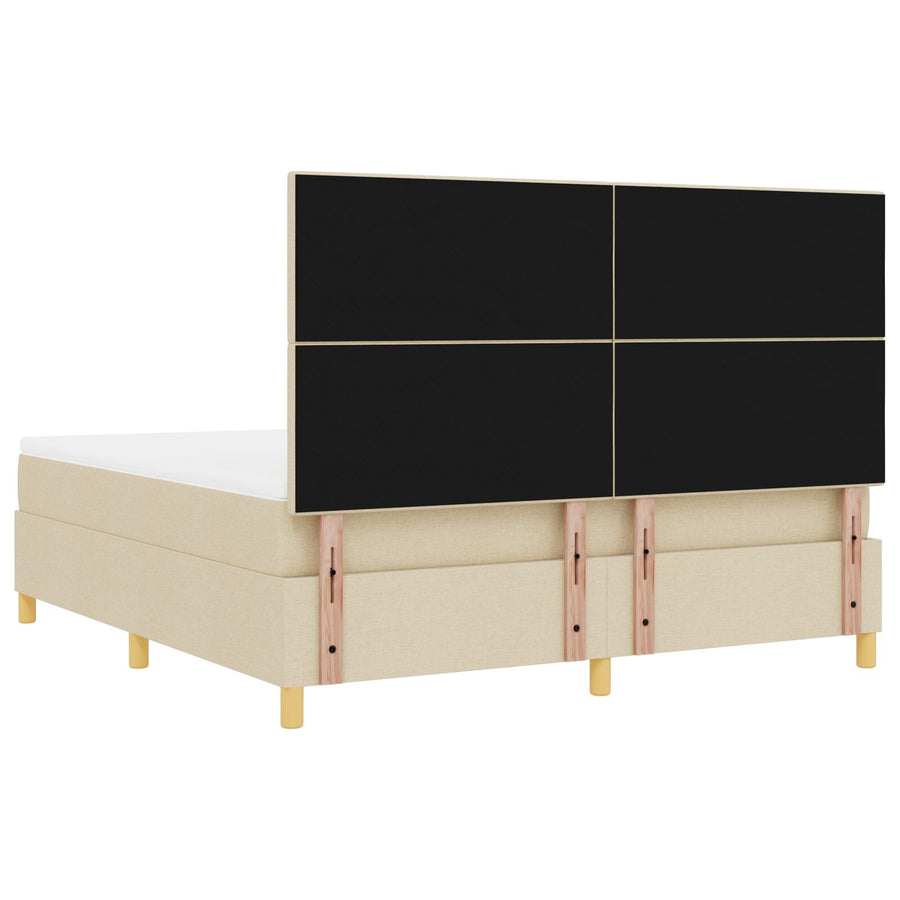 Boxspring Bed Met Matras Crème Super King Stof Blauw