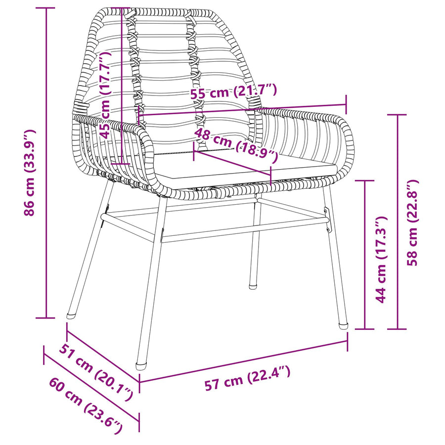 5-Delige Tuin Eetset Met Kussens Zwart Poly Rattan