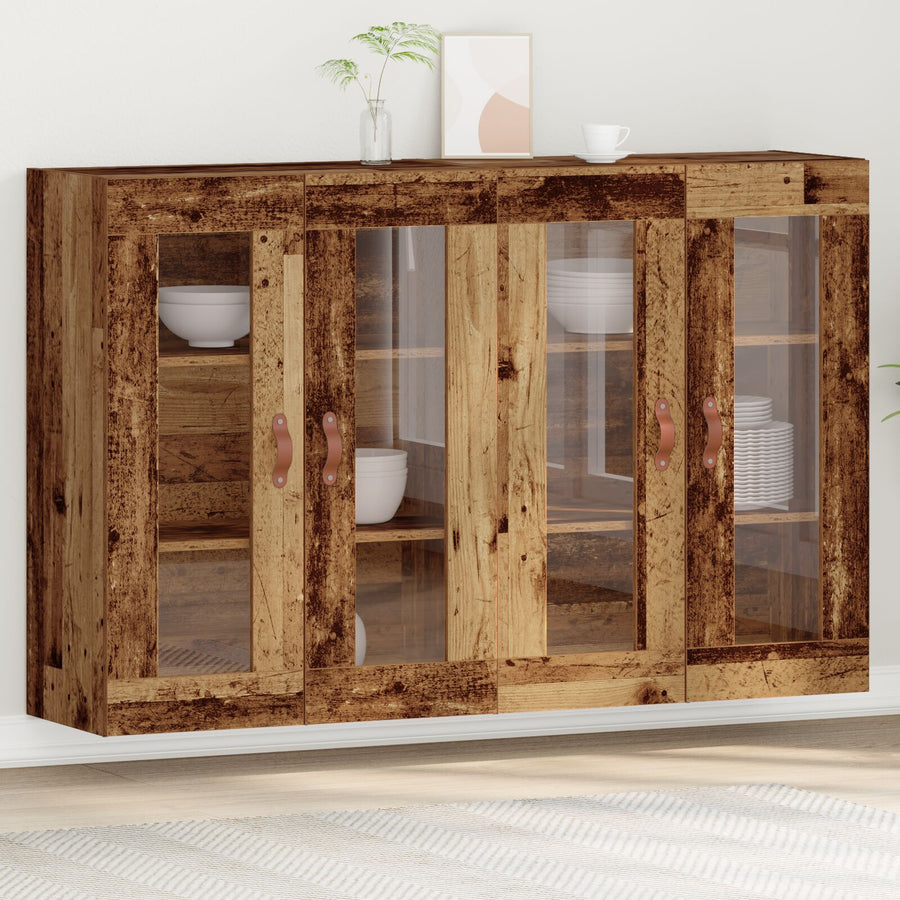 Wandkasten 2 Stuks Oude Hout 69.5X34X90 Cm Gefabriceerd Hout