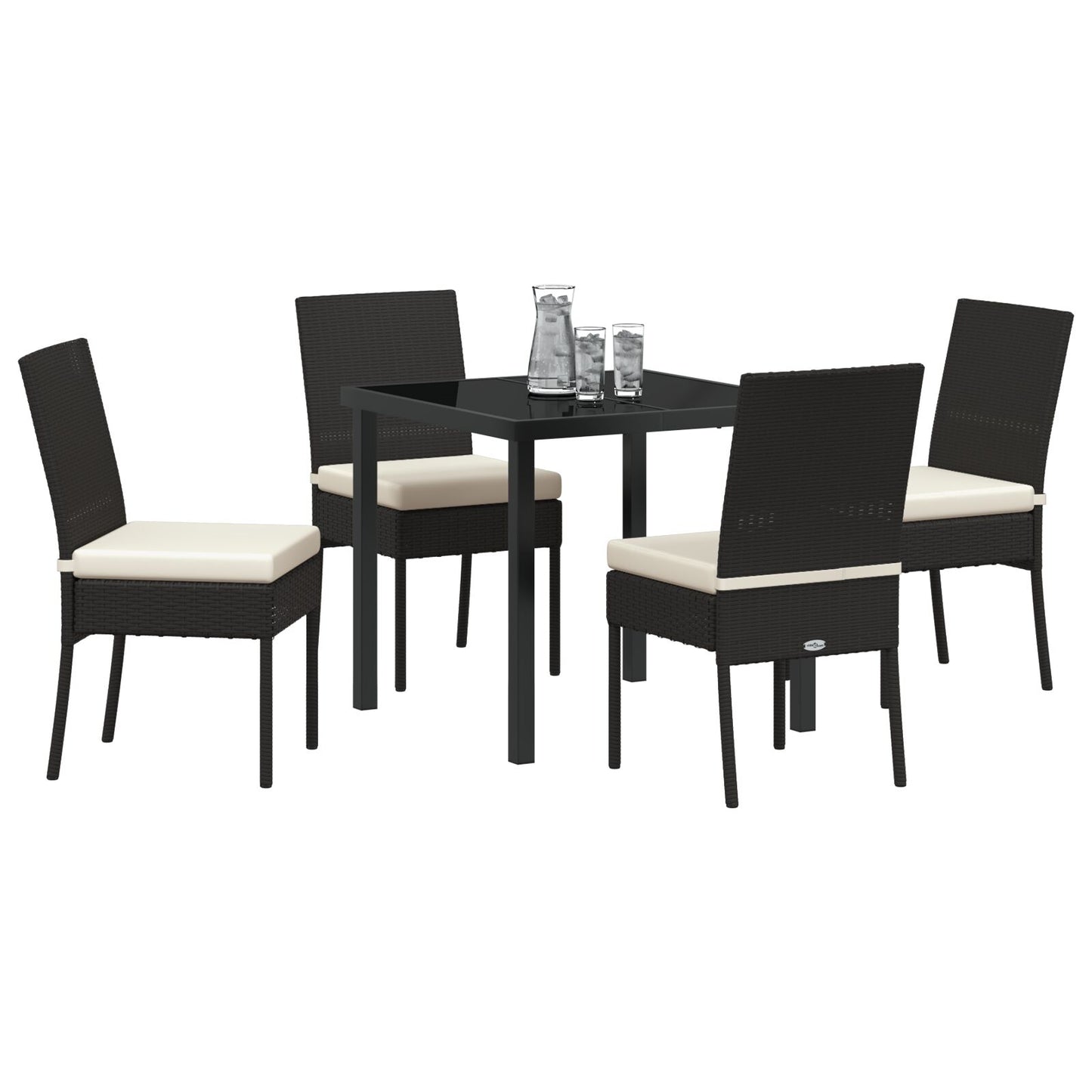 5-Delige Tuin Eetset Zwart Poly Rattan