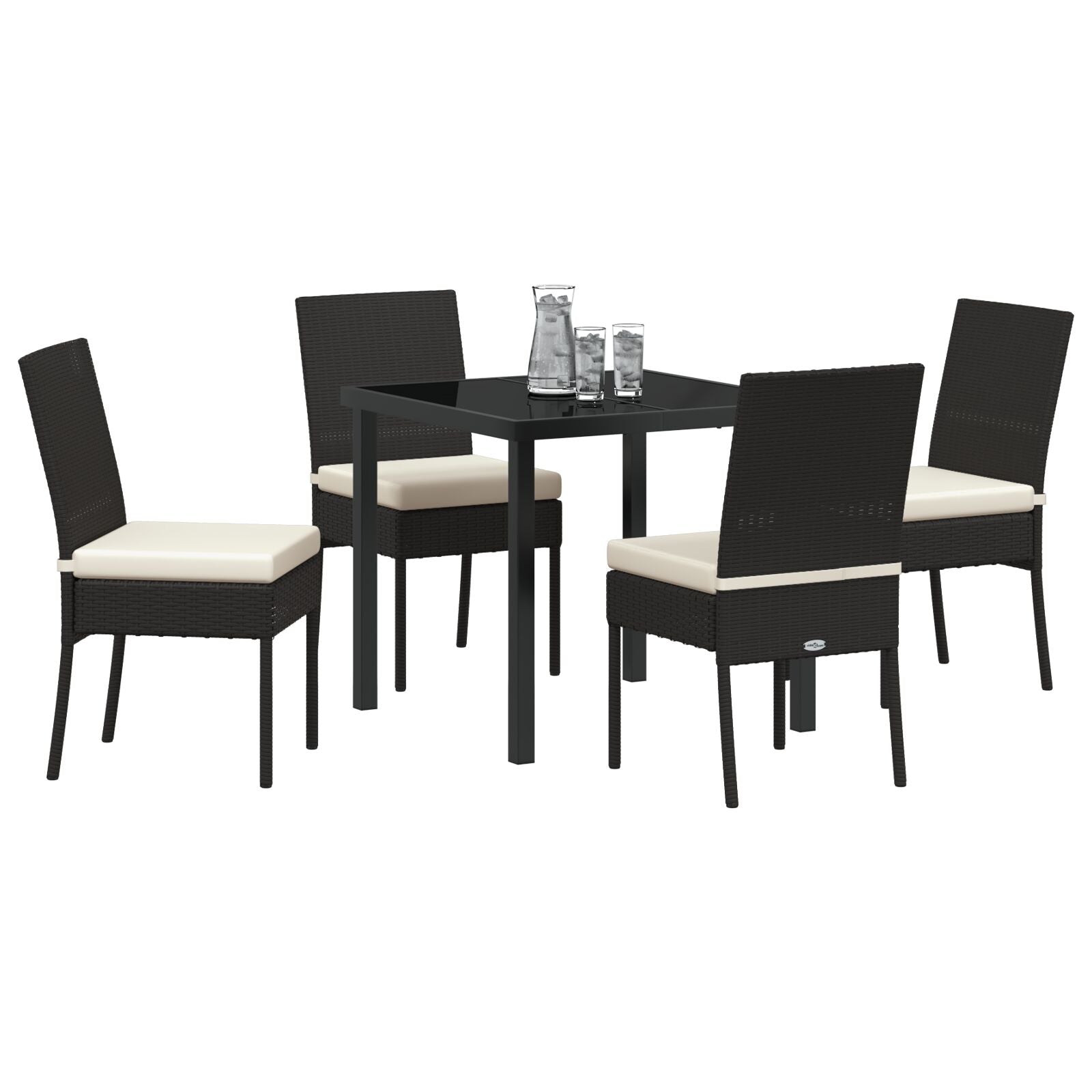 5-Delige Tuin Eetset Zwart Poly Rattan