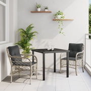Garden dining set with cushions 3 pcs Light gray poly rattan