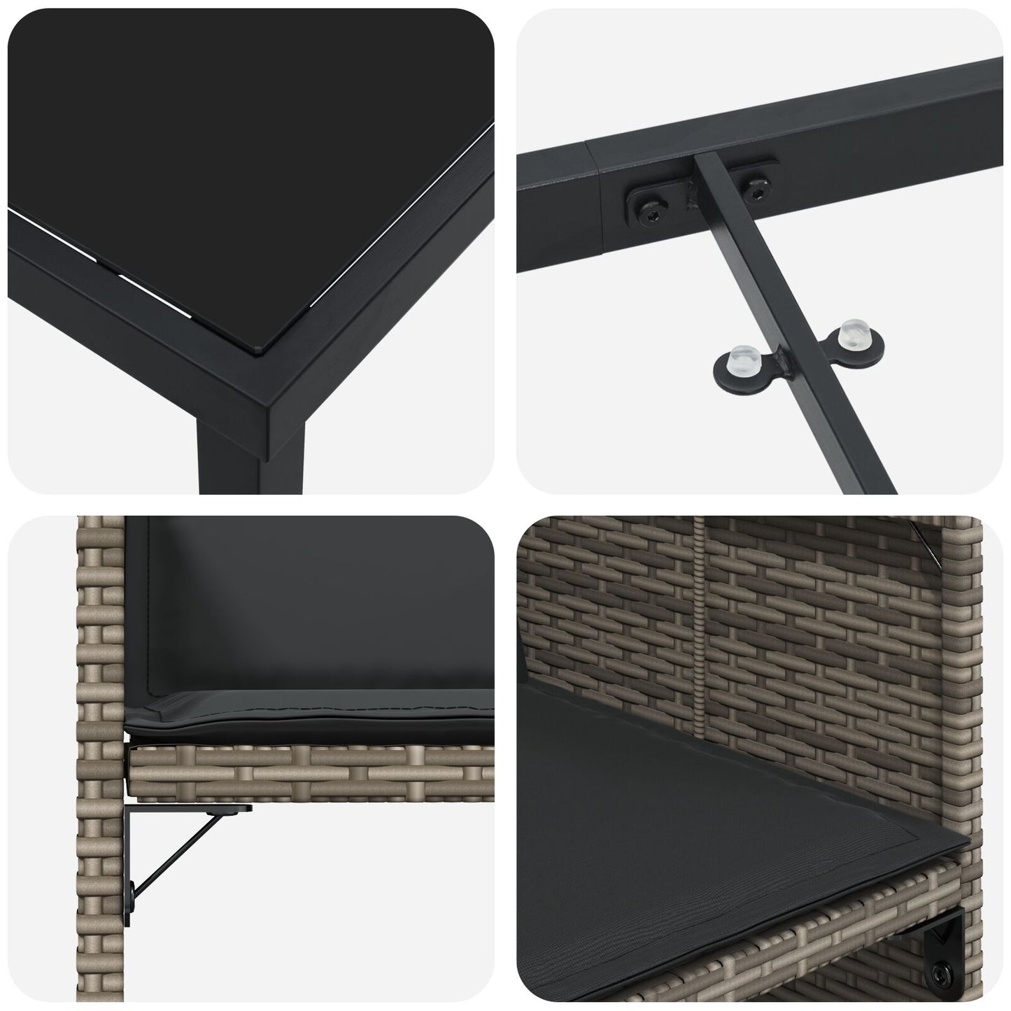 5-Delige Tuin Eettafelset Met Kussens Grijs Poly Rattan