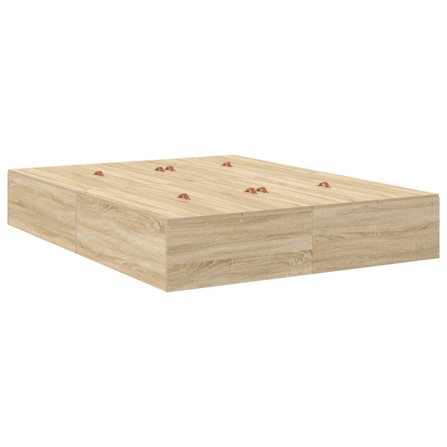 Bed Met Opbergruimte Bewerkt Hout 140 X 200 Cm Sonoma Eiken 140 x 190 cm