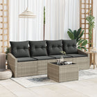 Sofa set 5 pcs Light Grey and Dark Grey poly rattan