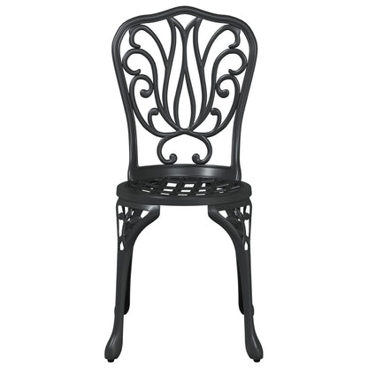 3-Delige Tuin Bistro Set Gietaluminium Zwart