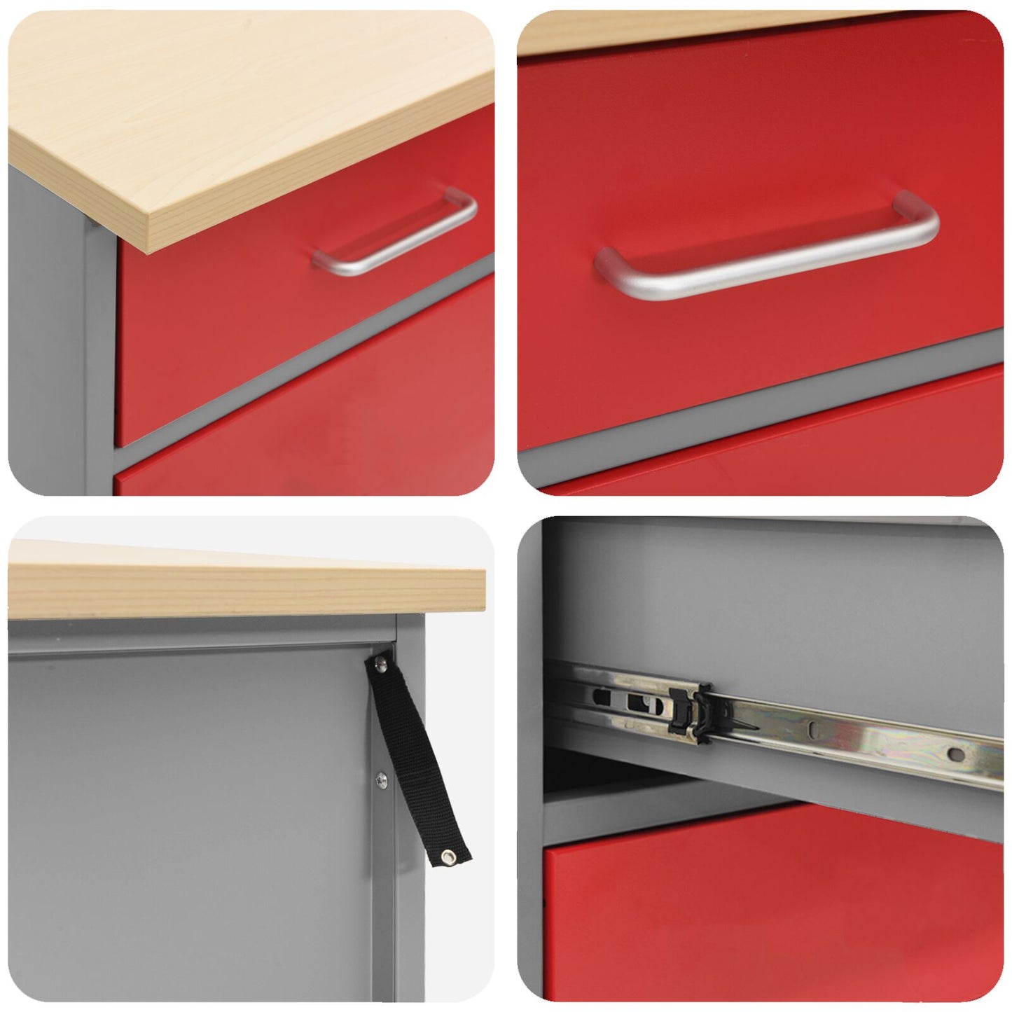 10-Delige Werkbank Set Rood Staal