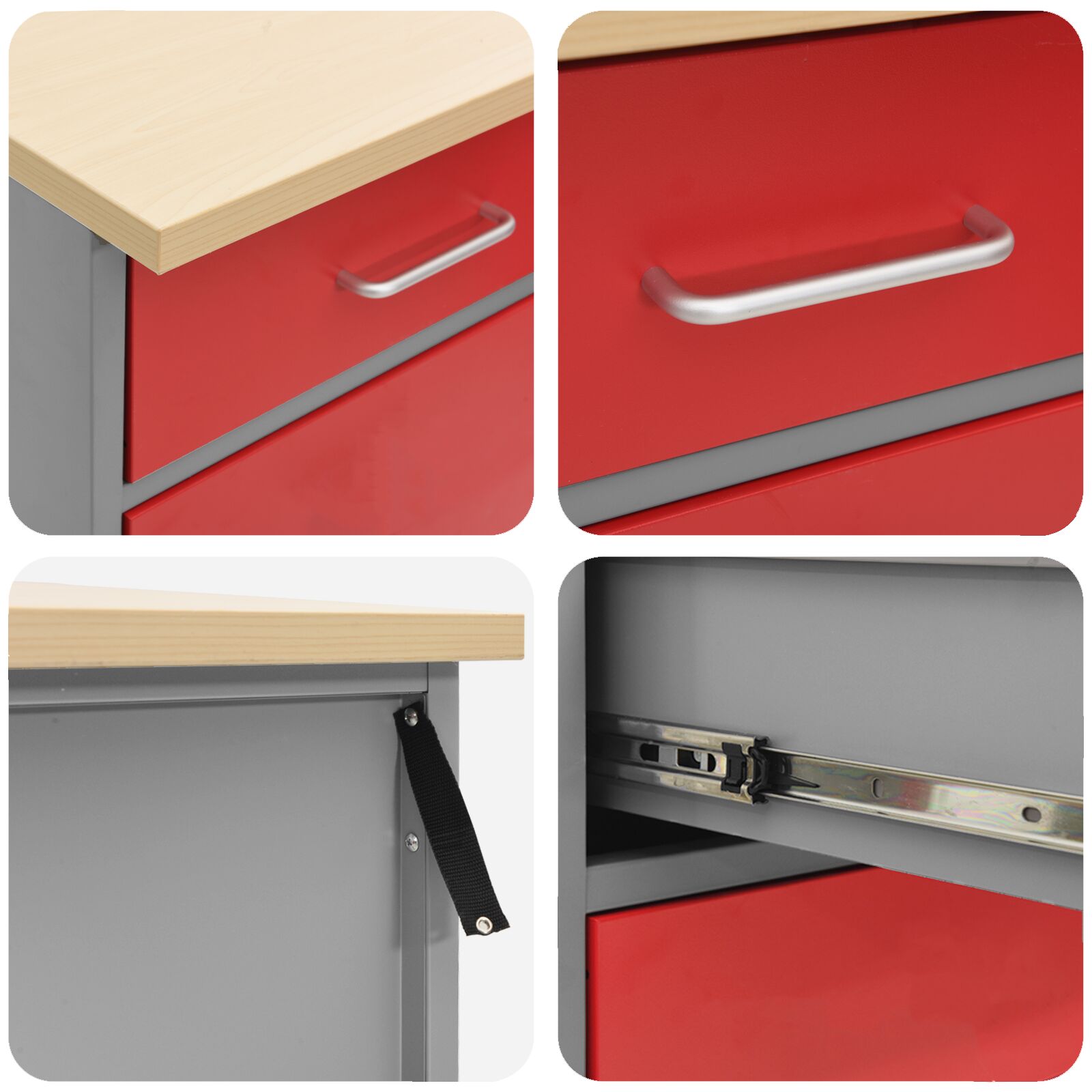 10-Delige Werkbank Set Rood Staal