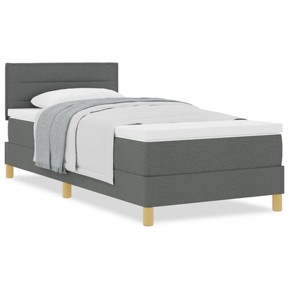 Boxspringbed Met Matras Stof Donkergrijs 100 x 200 cm Lijnenontwerp