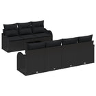 Loungeset 6 personen polyrattan zwart
