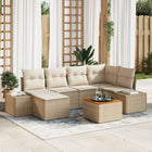 Garden Sofa Set 7 pcs Beige and white