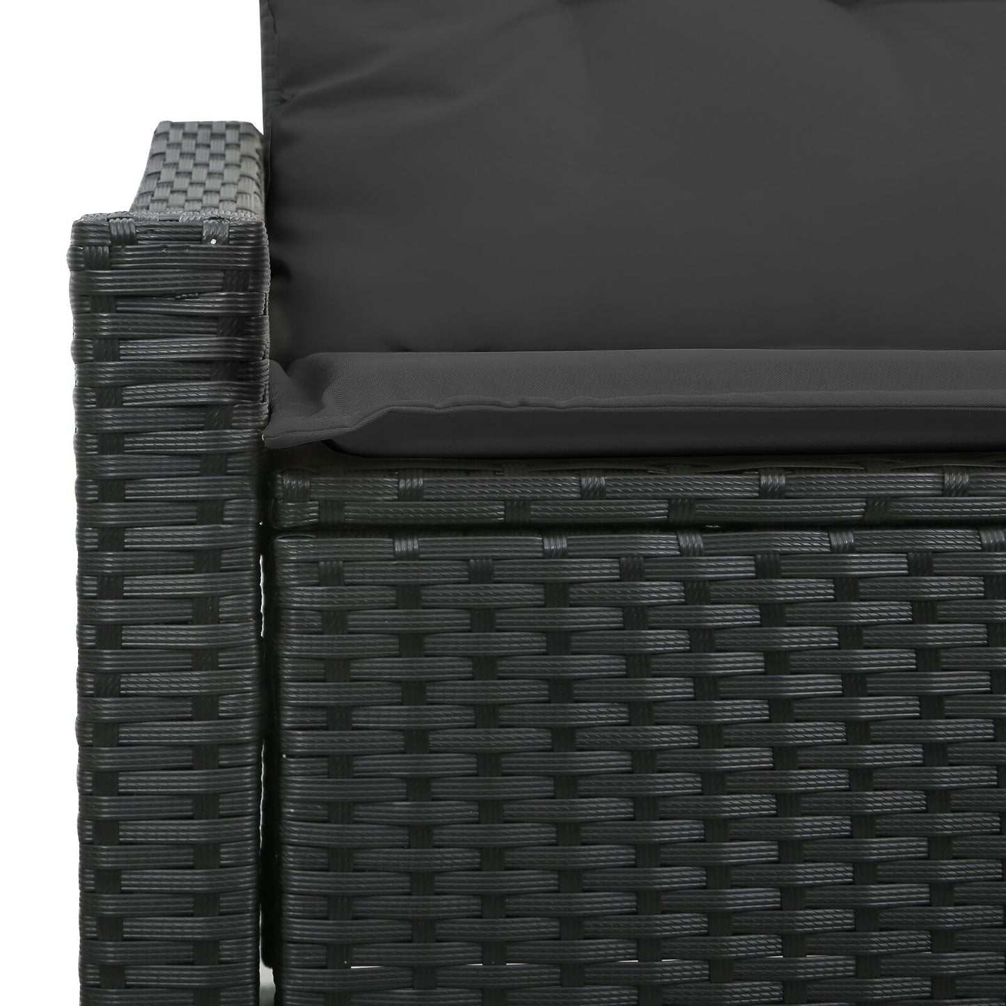 2-Zits Tuinsofa & Kussens Poly Rattan Zwart met opslag