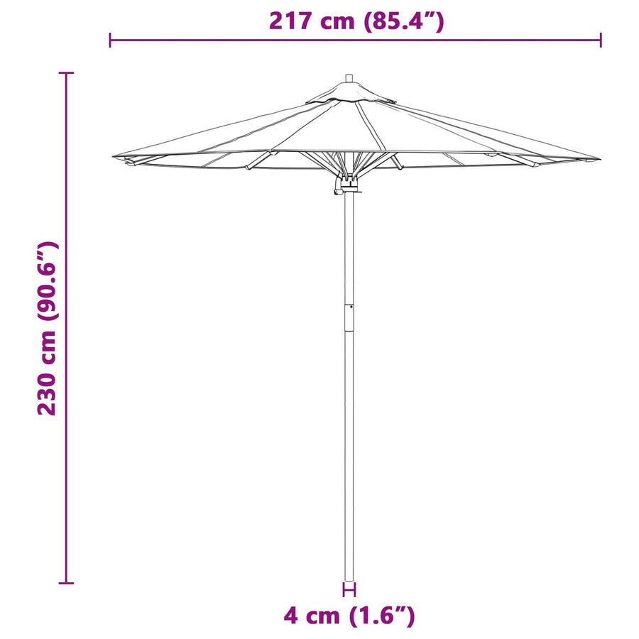 Tuinparasol 217X230 Cm Bamboe 217 x 217 x 230 cm Donkergrijs