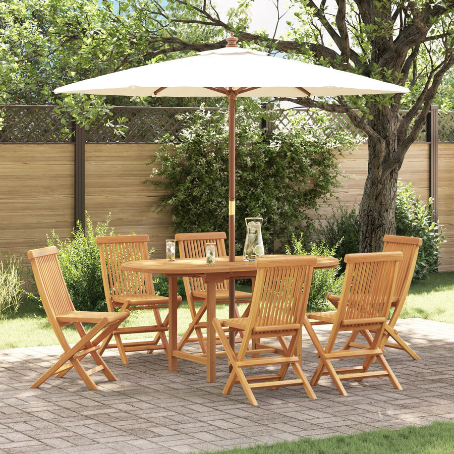 7-Delige Tuin Eettafelset Massief Hout Teak