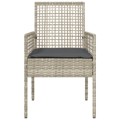 Tuinstoelen 2 Stuks Met Kussens Poly Rattan Lichtgrijs en Donkergrijs