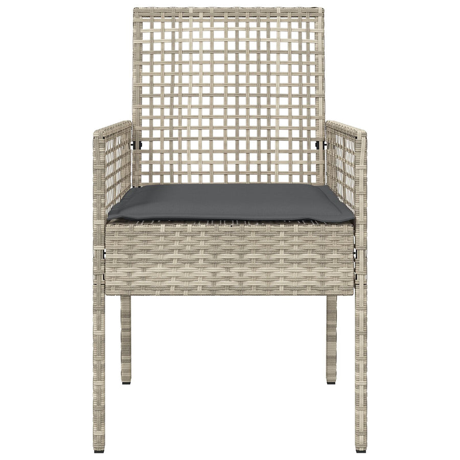 Tuinstoelen 2 Stuks Met Kussens Poly Rattan Lichtgrijs en Donkergrijs