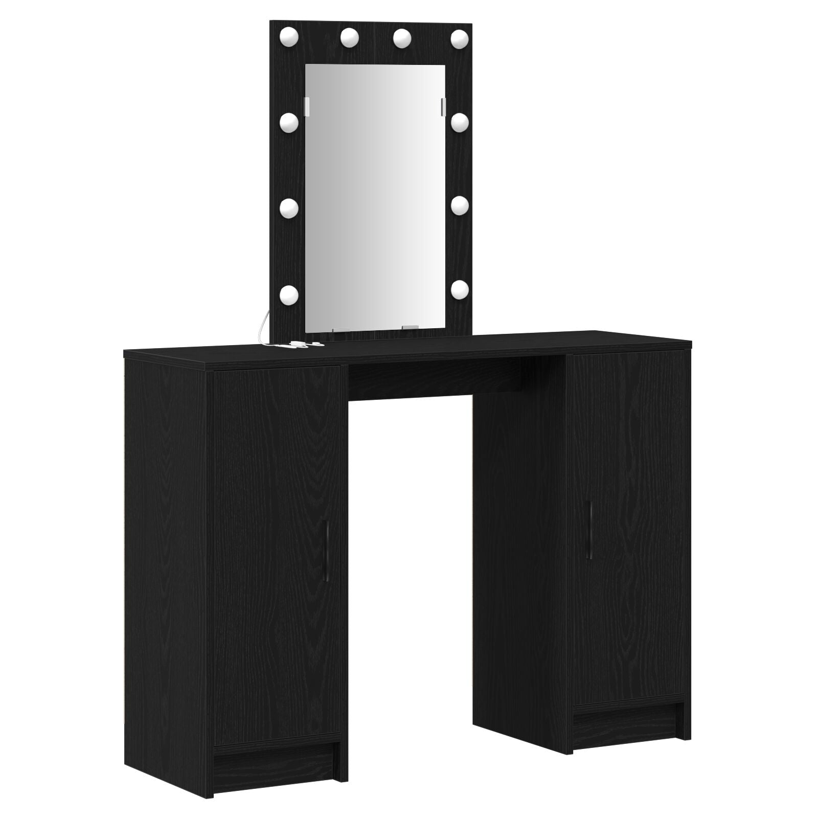 Kaptafel Met Led Verlichting 102X33X135 Cm Zwart eiken
