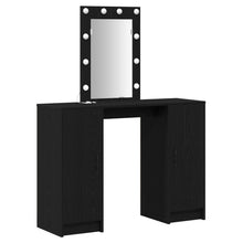 Kaptafel Met Led Verlichting 102X33X135 Cm Zwart eiken
