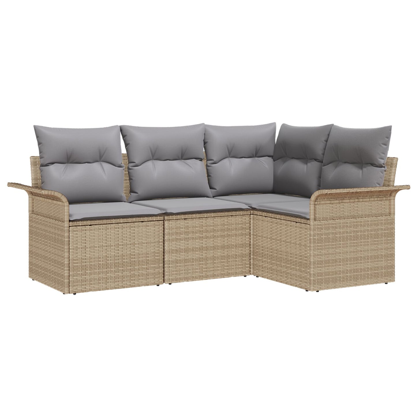4 Stukken Tuin Sofa Set Met Kussens Beige Poly Rattan