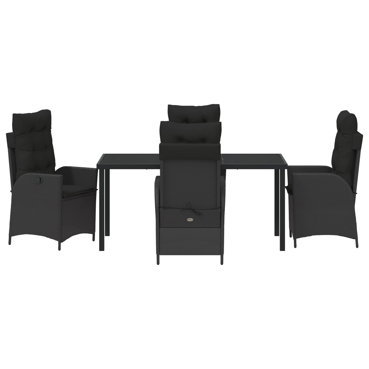 5-Delige Tuin Eetset Met Kussens Zwart Poly Rattan