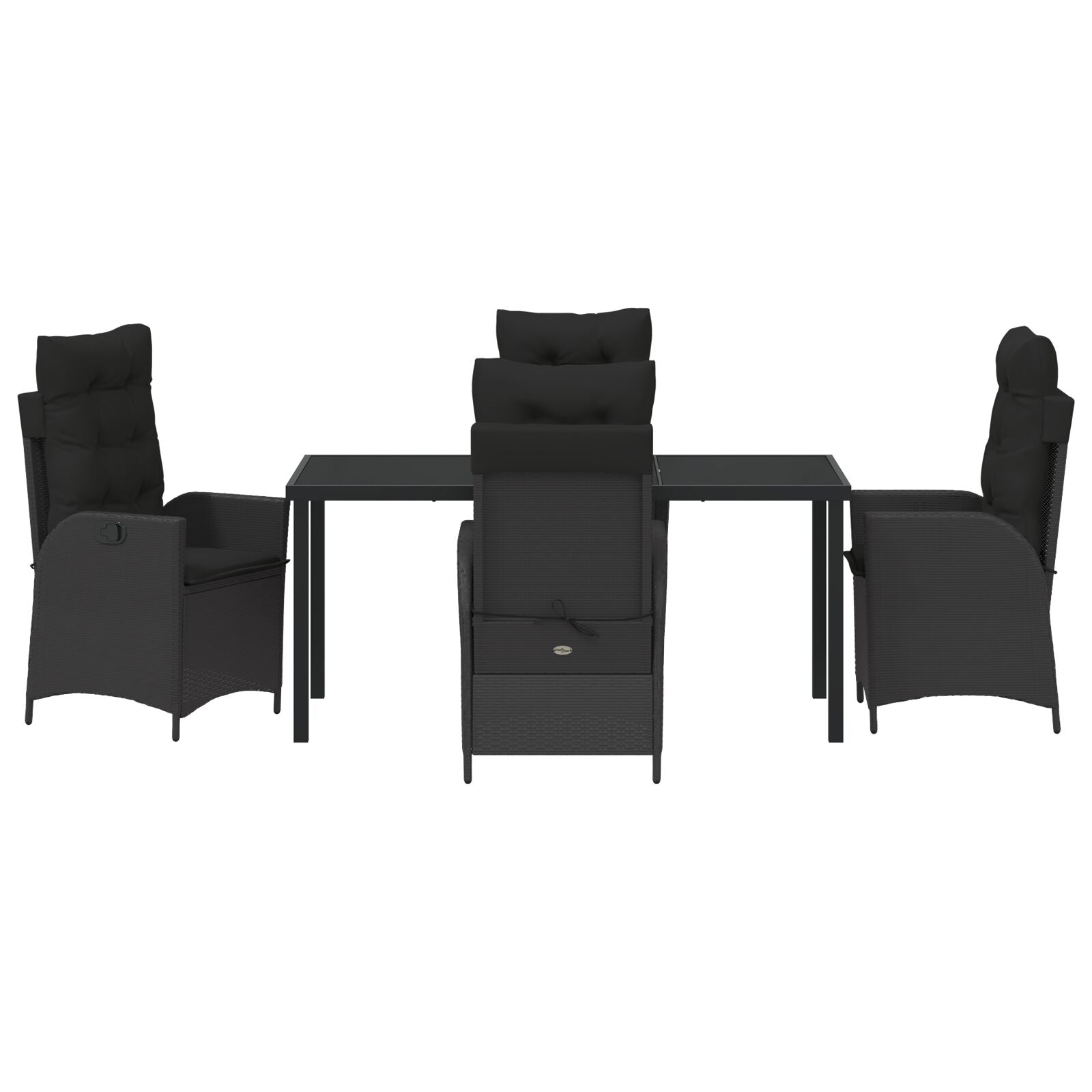 5-Delige Tuin Eetset Met Kussens Zwart Poly Rattan