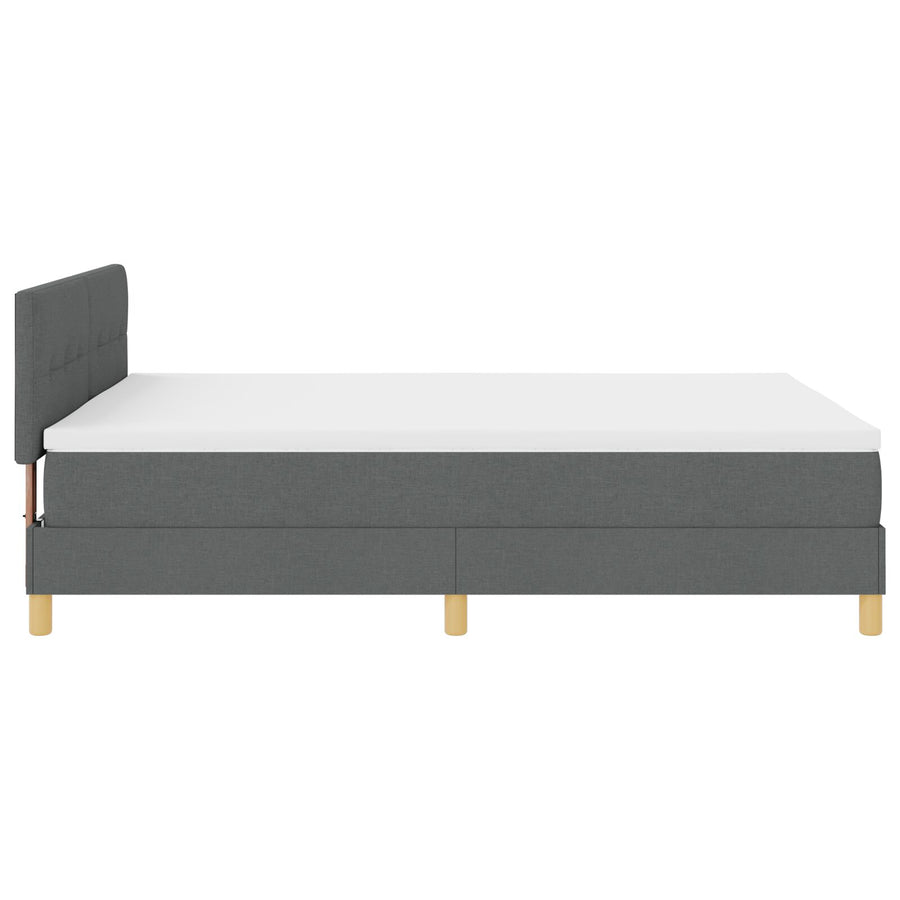 Boxspringbed Met Matras Stof Donkergrijs 160 x 200 cm Knoop-geplooid