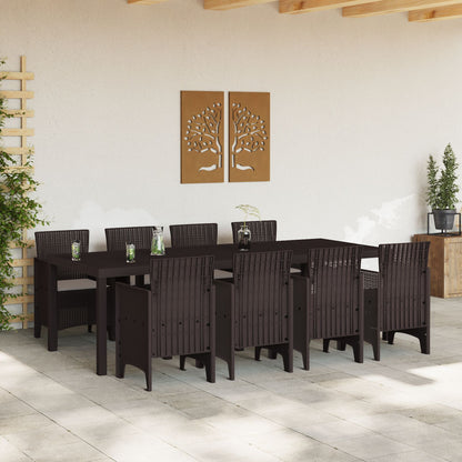 9-Delige Tuinset Met Kussens Bruin Poly Rattan