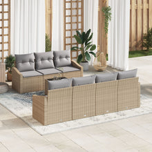 Tuinset Set Van 8 Beige Rattan 8-Delige Tuinset Rechthoekig Gegalvaniseerd Staal