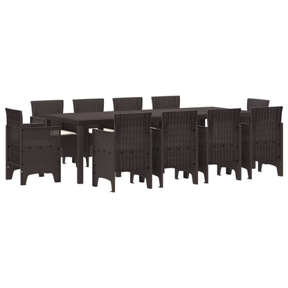 11-Delige Tuindinerset Met Kussens Bruin Poly Rattan