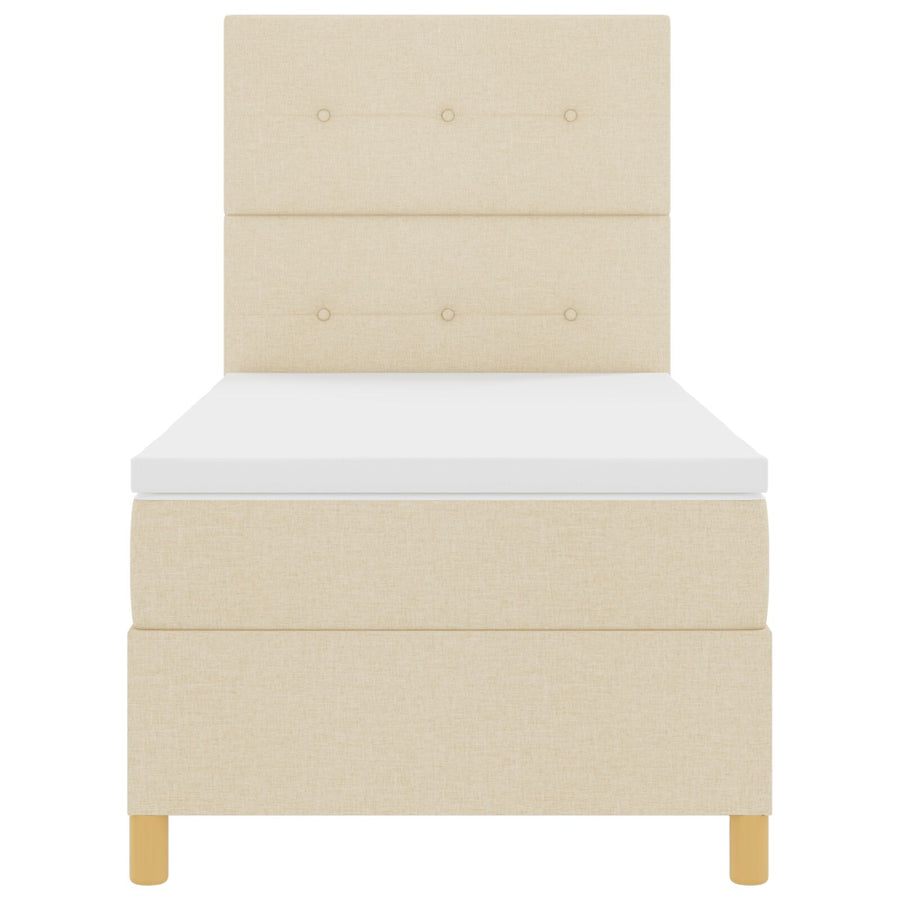 Boxspringbed Met Matras Crème 100X200 Cm Stof Blauw