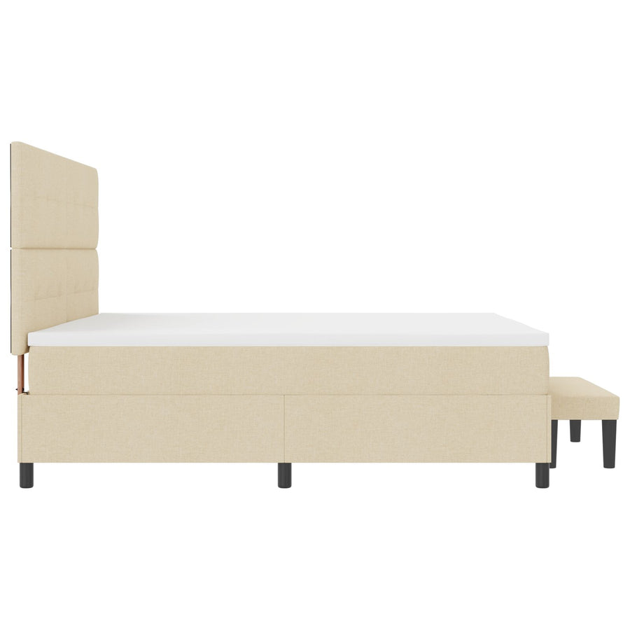 Boxspringbed Met Matras & Bank Stof Crème 200 x 200 cm Met knopen