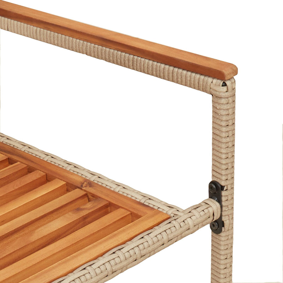 Stapelbare Tuinstoelen Met Kussens - 2 Stuks - - Poly Rattan Beige Hout