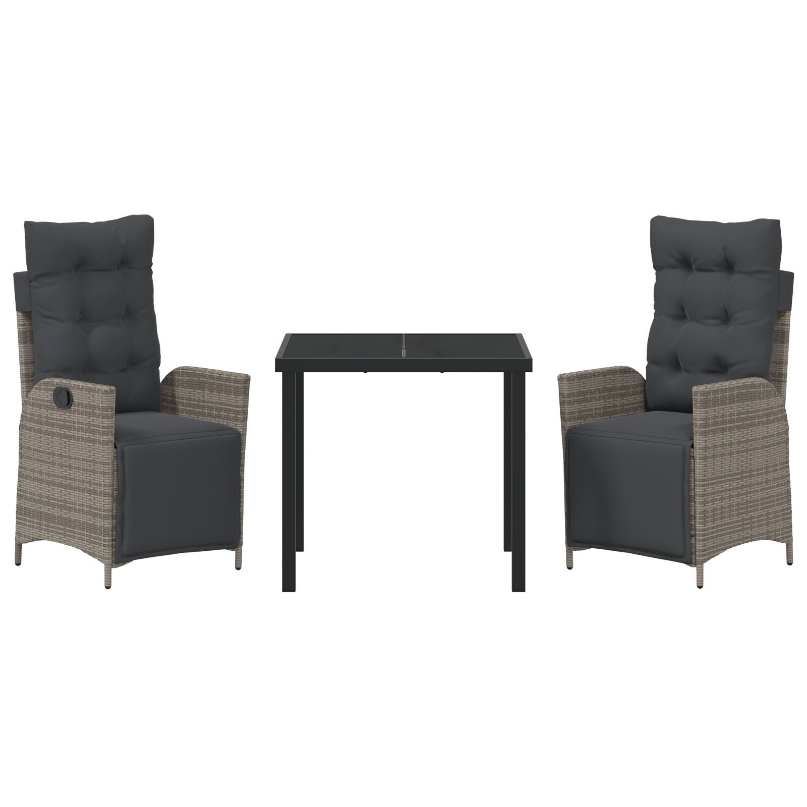 3-Delige Tuin Eetset Grijs Poly Rattan