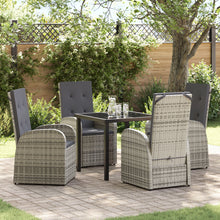 5-Delige Tuin Eetset Met Kussens Grijs Poly Rattan