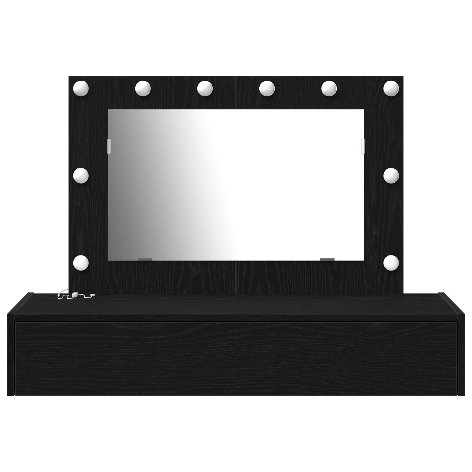 Wandkaptafel -Lampen In 100 x 40 x 70 cm Zwart Eiken met LED