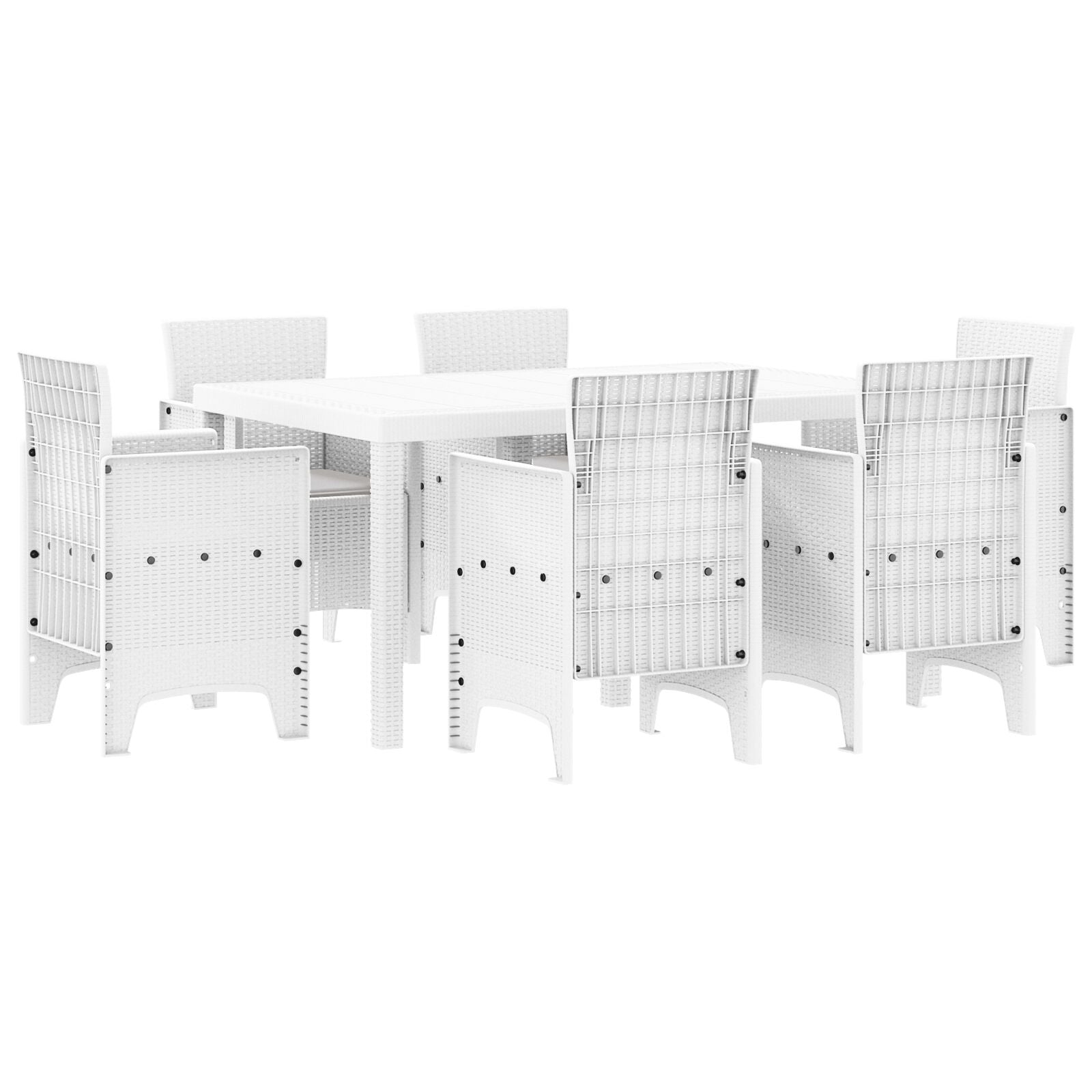 7 Delige Tuinset Met Kussens Wit Poly Rattan
