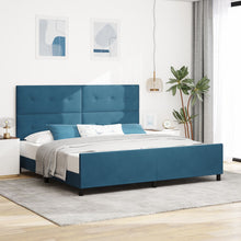 Bedframe Donkerblauw 200X200 Cm Fluweel Crème