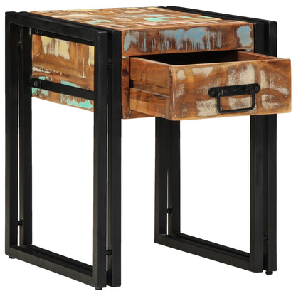 Bijzettafel Met Lade Zwart 40 x 40 x 50 cm Massief gerecycled hout