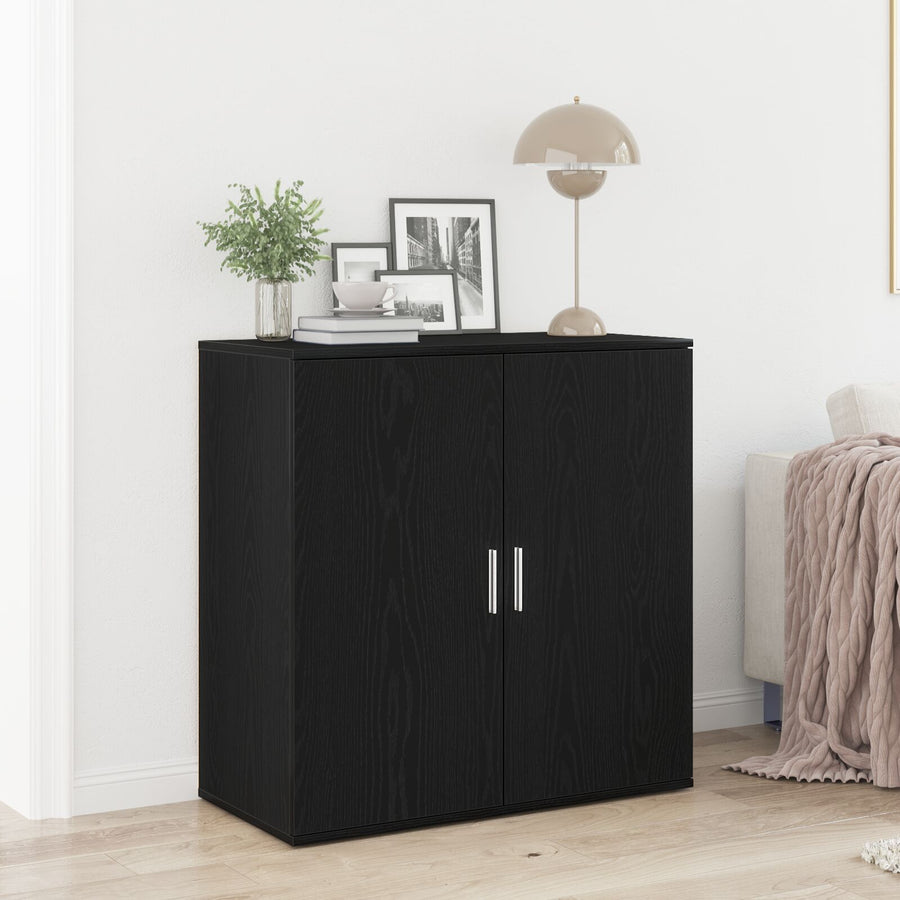 Sideboard Zwart Eiken 79X38X80 Cm Engineered Wood