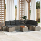 Tuinset poly rotan grijs 9-delig met opbergruimte