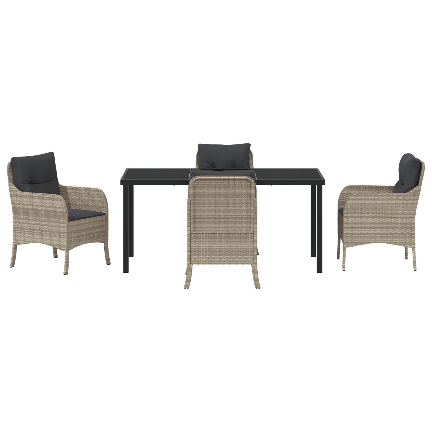 5-Delig Tuin Eetset Met Kussens Lichtgrijs Poly Rattan