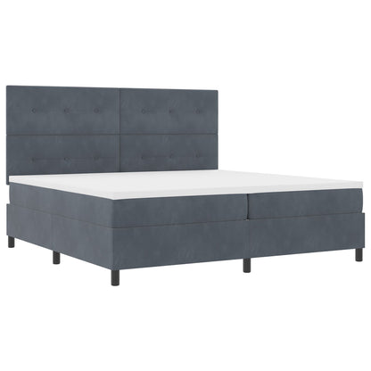 Boxspringbed Met Matras Donkergrijs 200X200 Cm Fluweel Blauw