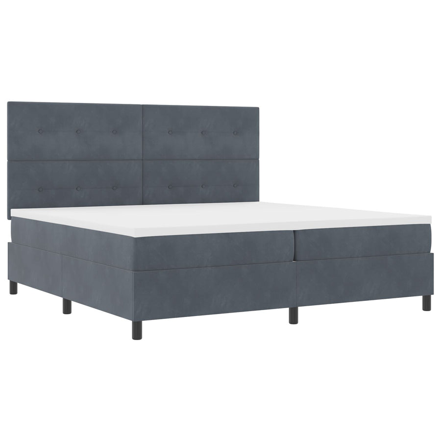 Boxspringbed Met Matras Donkergrijs 200X200 Cm Fluweel Blauw