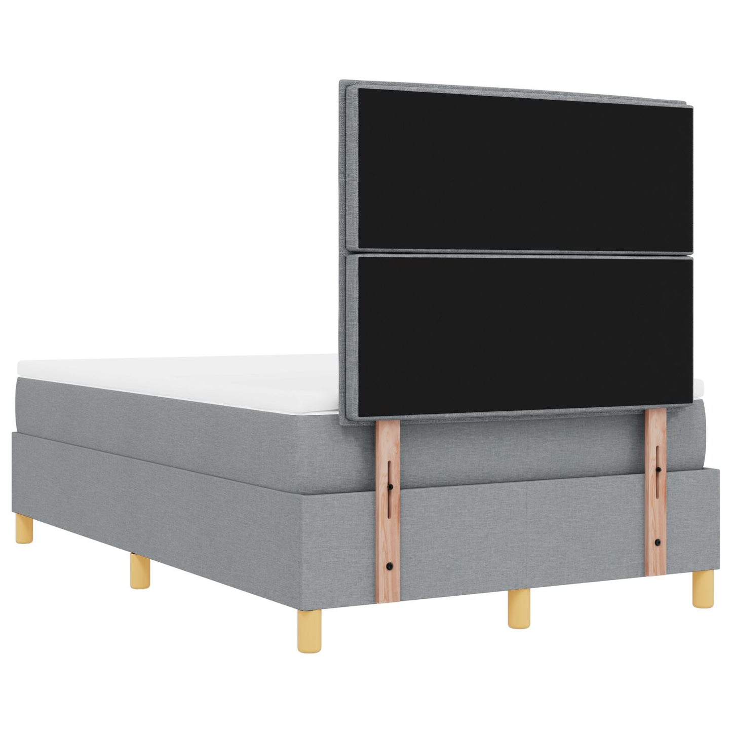 Bedframe Met Matras Set Van 2 Lichtgrijs Stof 120 X 200 Cm Blauw