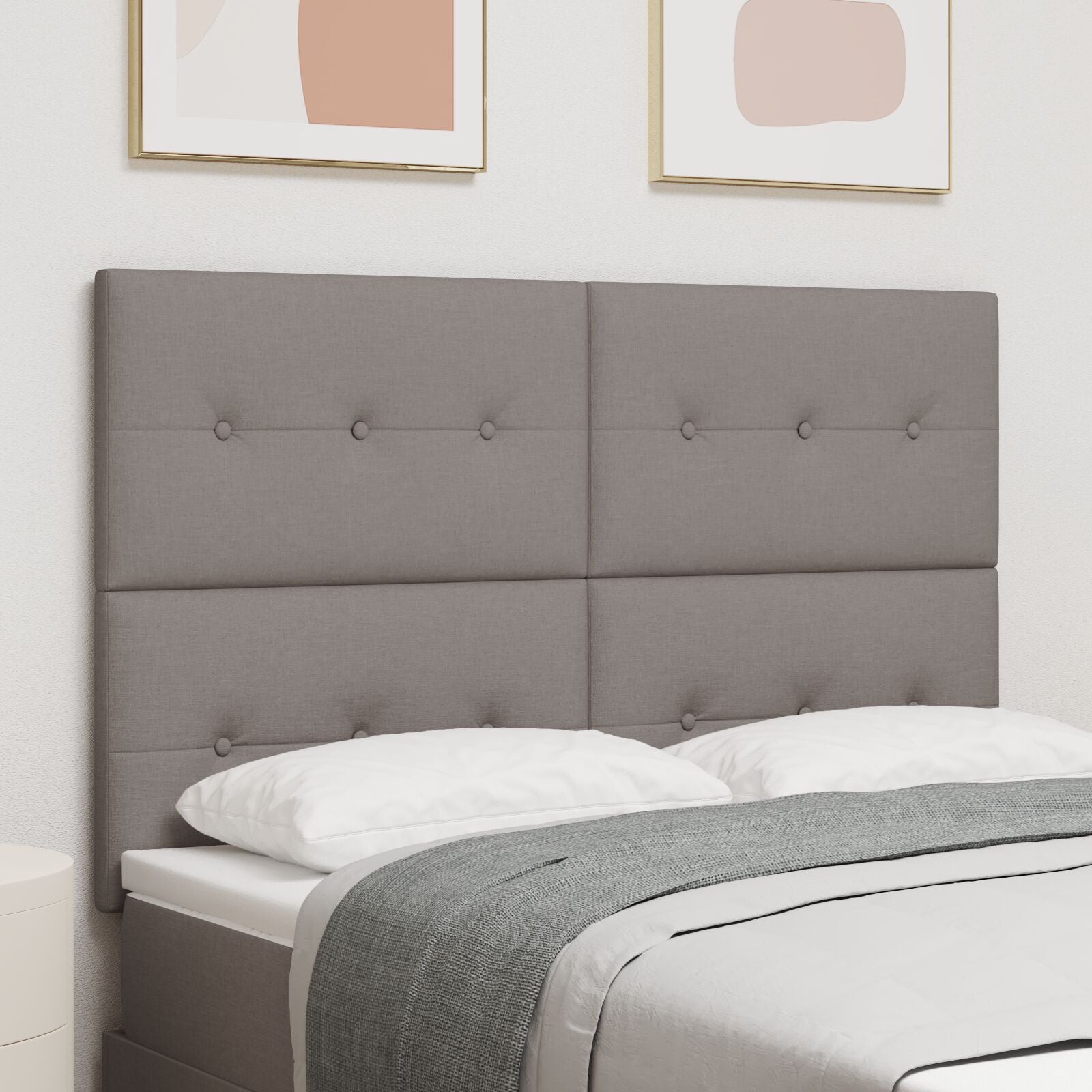 Hoofdbord Met Knopen Stof Taupe 140 cm Hoog hoofdbord