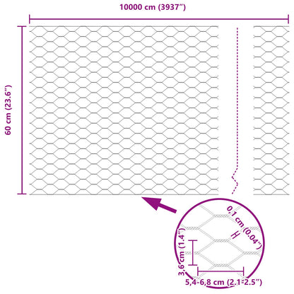 Hexagon Schutting 0.6X100 M Staal Grijs 100 x 0.6 m 36 mm