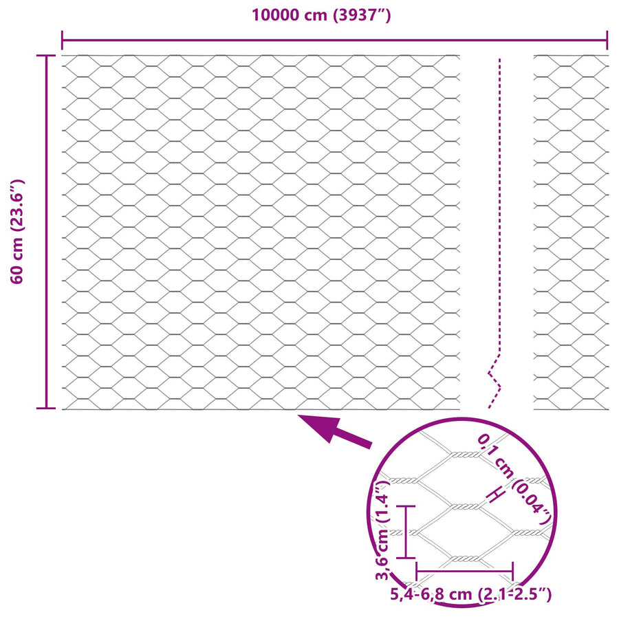 Hexagon Schutting 0.6X100 M Staal Grijs 100 x 0.6 m 36 mm