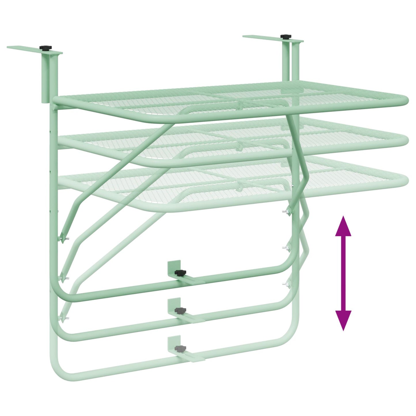 Vouwbare Hangende Balkontafel - , 60X40 Cm, Staal Mintgroen Gaasontwerp