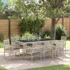 Garden dining set 9 pcs Light grey poly rattan