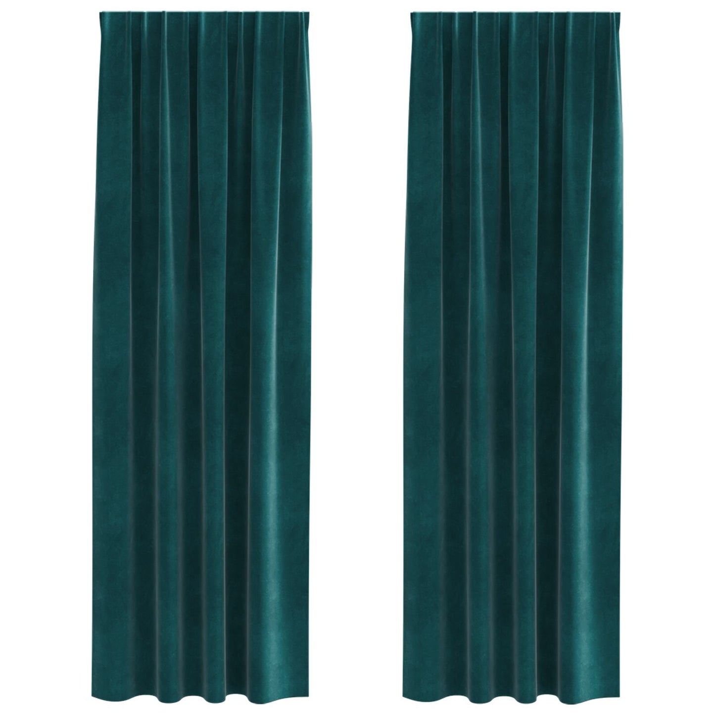Blackout Gordijnen Met Topband 2 Stuks E Velours Donkergroen 140 x 245 cm met opgenaaide band